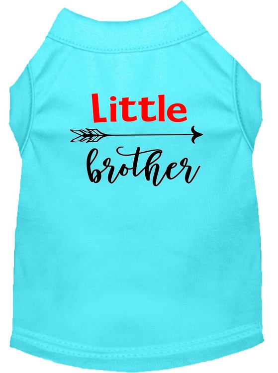 Little Brother Screen Print Dog Shirt Aqua Med